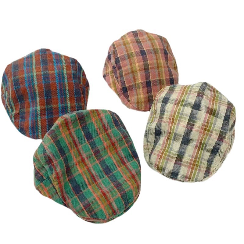 Britischen stil duckbill kappe frauen Koreanische version bunte karierten vorwärts hut sieht kleine und vielseitig, geeignet für_voghion.com