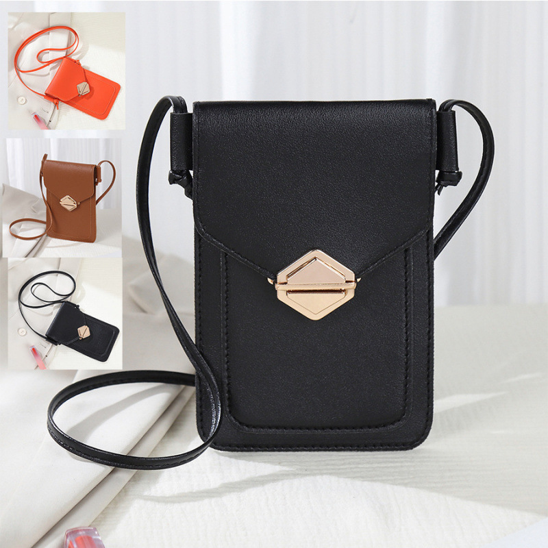 Bolso de moda de cadena de mujeres 2025, nueva versión coreana de botón de botón inclinado, bolso cuadrado casual de hombro sólido, bolso de cambio de teléfono móvil