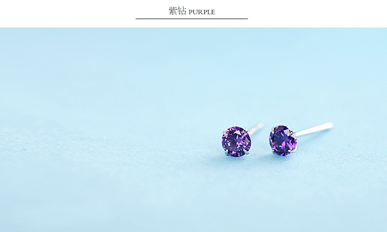 s925纯银四爪水钻耳钉 韩版女韩国小耳饰品 欧美