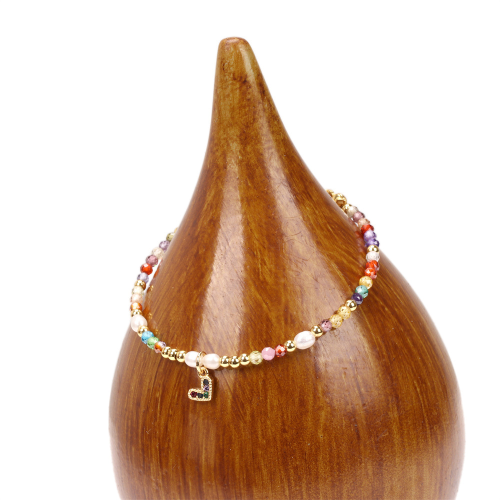 personnalit couleur mixte pierre semiprcieuse couleur perle bracelet pendentif coeur en zirconiumpicture4