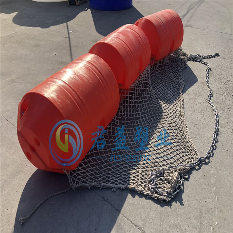 滚塑工艺塑料两半片组合成型 中间可夹网水上拦污浮筒600*1000