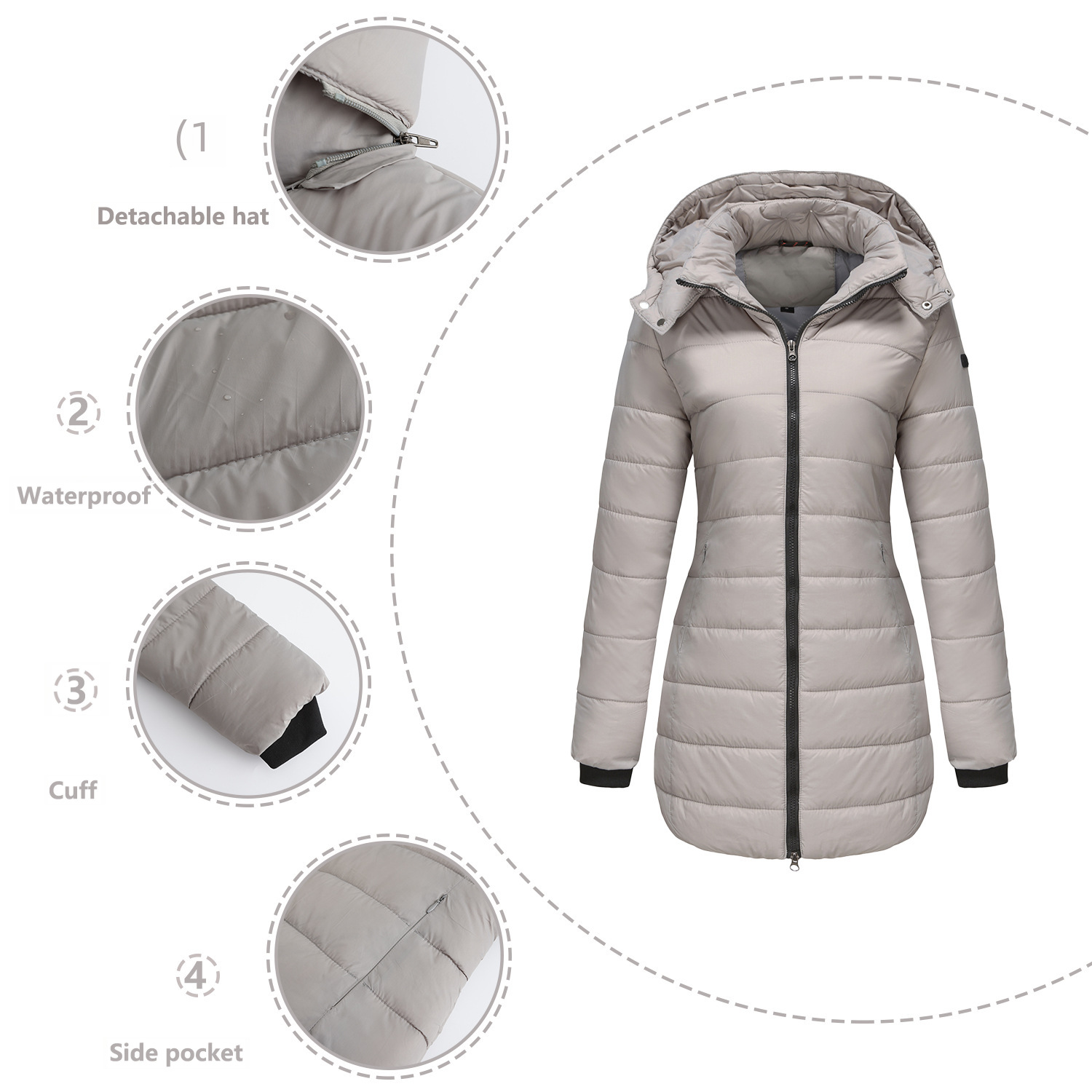 Women's Winter Parka Coat Waterproof Warm Cotton Padded Jacket_voghion.com