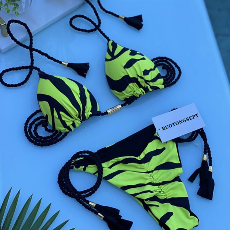 Mujeres Lunares Leopardo Juego De 2 Piezas Bikinis Traje De Baño display picture 17