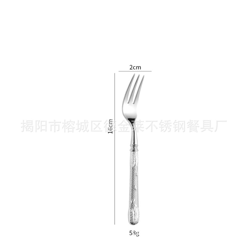 卸売304ステンレス食器ステーキナイフ・フォーク・スプーン食器セット デザートスプーン 軽奢レトロ洋食器セット|undefined