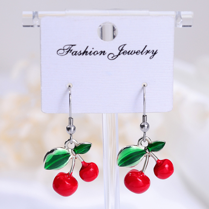 Aretes de cereza roja para mujer – colgante exquisito, fruta de imitación versátil, nuevo estilo