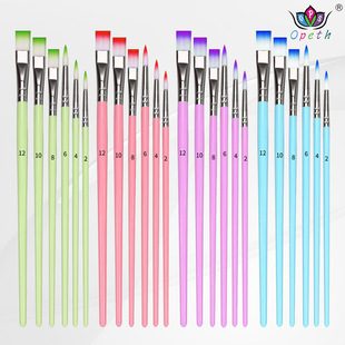 Cross-border nylon wool Macaron color brush set 6 color plastic painting brush art special brush