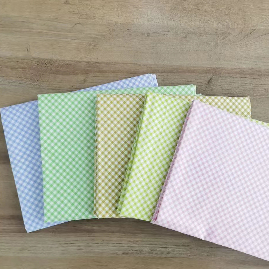 【棉系列 高品质】薄衣夏装面料 斜格印花棉布 全棉斜纹布