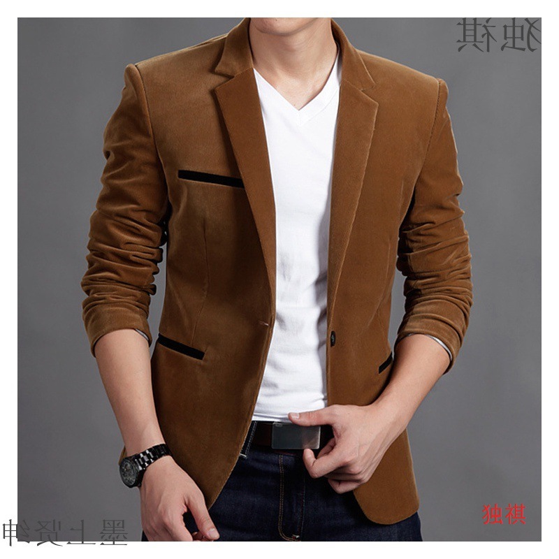 秋冬装新款韩版商务休闲小西服男青年时尚修身灯芯绒西装小便单西