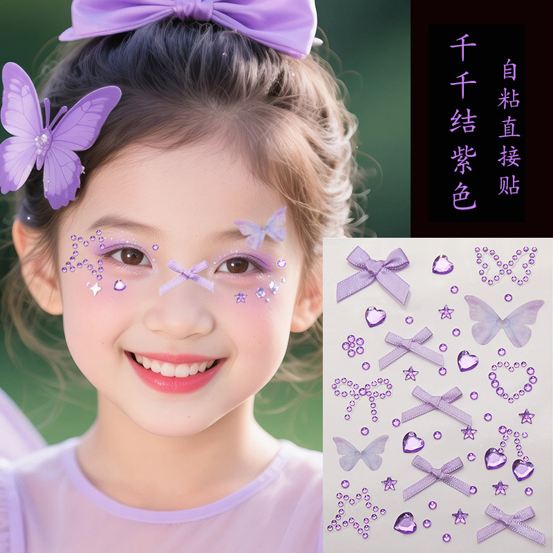 Parche de maquillaje de imitación de celebridades de Internet Parche de diamante Parche de diamante de mariposa Parche de diamante de imitación Parche de cara Parche de lágrima Parche de perlas de ojo Parche de diamante intermitente