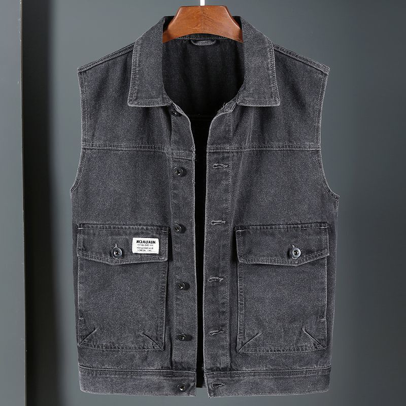 American Retro Denim Vest Jacket for Men, Spring and Autumn Trendy Versatile Loose Sleeveless Workwear Jacket American Retro Denim Vest Jacket for Men, Spring and Autumn Trendy Versatile Loose Sleeveless Workwear Jacket
