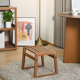 Modern Minimalist Household Stool for Changing Shoes, Small Low Stool, Chinese-Style Tea Table Bamboo Stool, Light Luxury Balcony Mini Y^