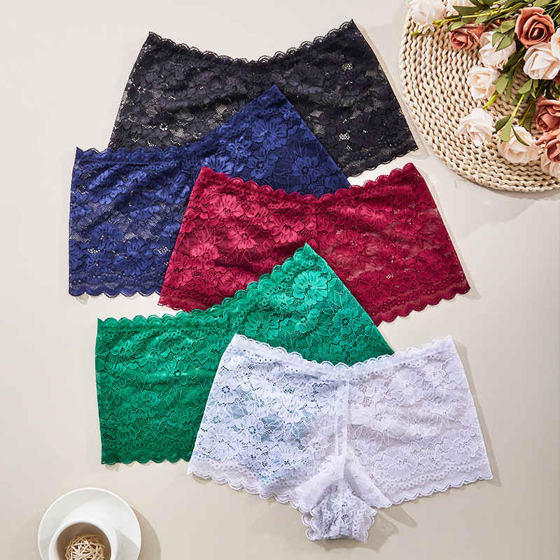 Pantalones de moda sexy de mujer ligera, encaje transpirable sin marcas, pantalones de pierna de algodón nuevo cross-border