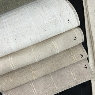 Door width 280cm fixed height plaid Tian Zi plaid cotton and linen log style transparent curtain fabric pillow fabric