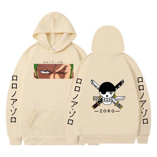 Cross-border Animation One Piece Solon Printed Loose Hoodie Autumn Men's and Women's fleece-lined Sweater Hat Sweater New