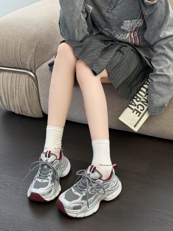 真皮厚底老爹鞋女2025春夏新款韩版透气百搭轻便防滑休闲运动鞋潮|undefined