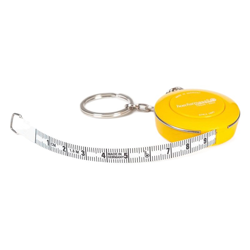 Llavero de tamaño pequeño alemán cinta métrica regla de medición suave retráctil automática regla de medición impresión de cinta de regalo LOGO regla de medición de tres circunferencia