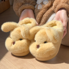 可爱小狗亲子棉拖鞋女冬季新款外穿保暖室内居家用厚底毛毛绒拖鞋