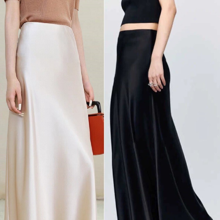 Light Luxury Genuine Acetate Heavy Drape Silky White Short Skirt for Women, Imported Satin High-Waisted Slimming Fishtail Long Skirt