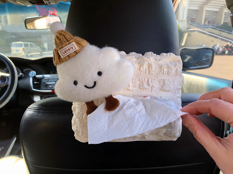 2026 New Model Car Tissue Box, Plush Hanging Type, Universal, Car Interior Accessories, Wholesale from Manufacturer, Cross-Border Dropshipping