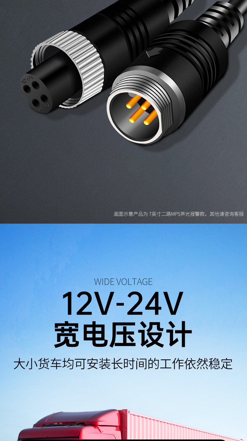 Truck Dash Cam 4-Channel Remote Blind Spot Warning Full Color Night Vision Backup Camera Universal