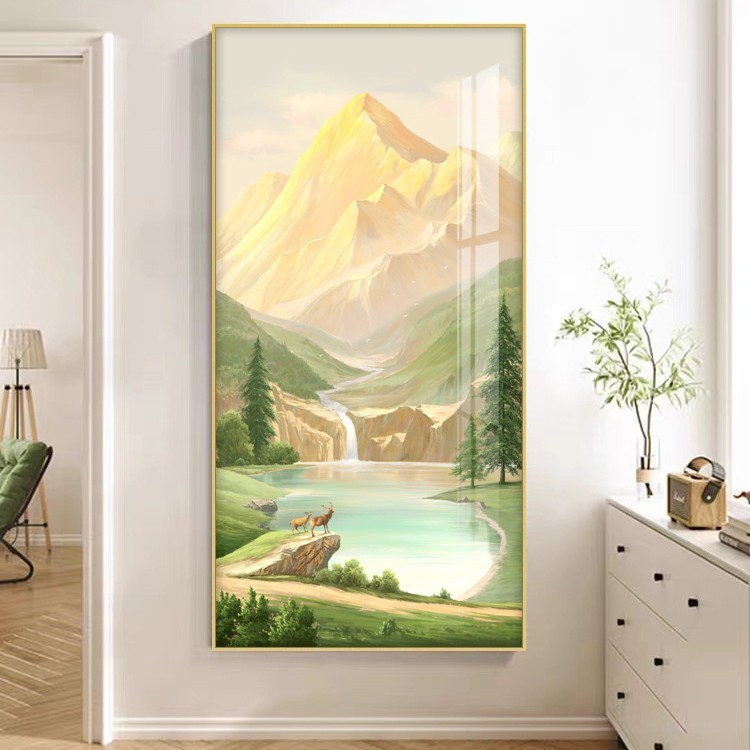日照金山玄関装飾絵画風景画壁画大芬油絵村廊下通路吊り絵画|undefined