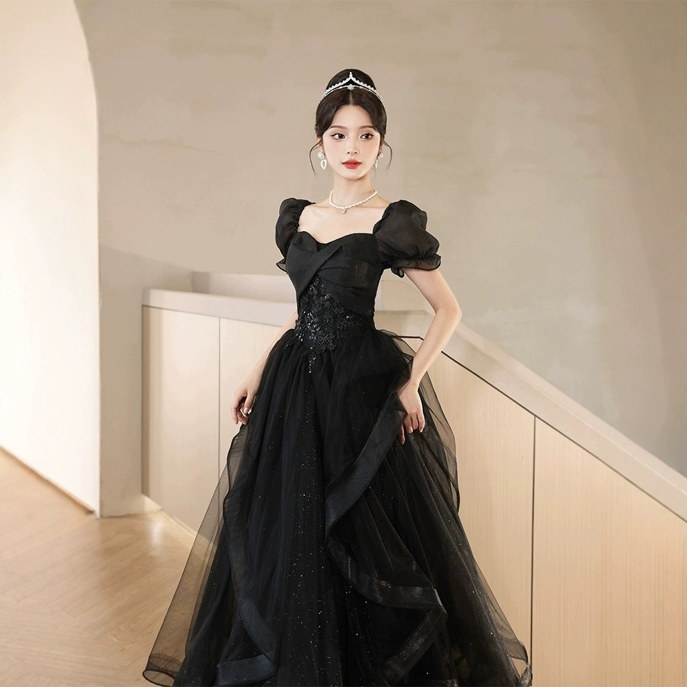 Black Evening Dress 2026 New Style Banquet Elegant High-End Light Luxury Niche Host Classy Coming-Of-Age Ceremony Dress for Women