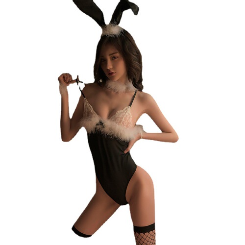 Manyan sexy lingerie sexy suspenders plush jumpsuit tight bunny girl uniform suit dropshipping 1652