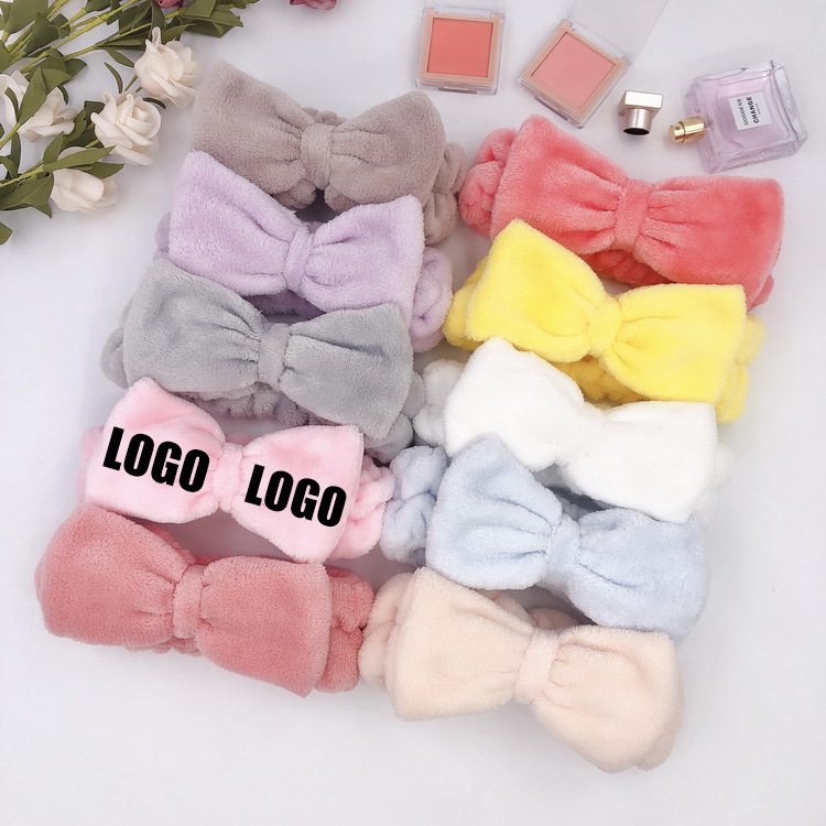 Europa y los Estados Unidos transfronterizos Pantone color sólido arco correa de cabello de lavado de la cara de mujeres maquillaje correa de cabello LOGO bordado adornamiento de cabello personalizado