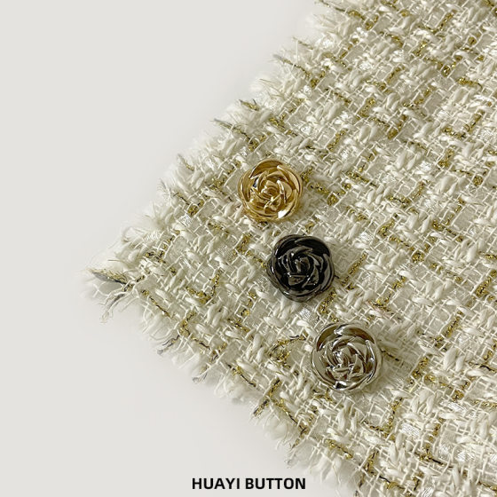 Fashion Metal Rose High Button Exquisite Chanel Style Shirt Suit Trenchcoat Coat Clothing Decorative Button