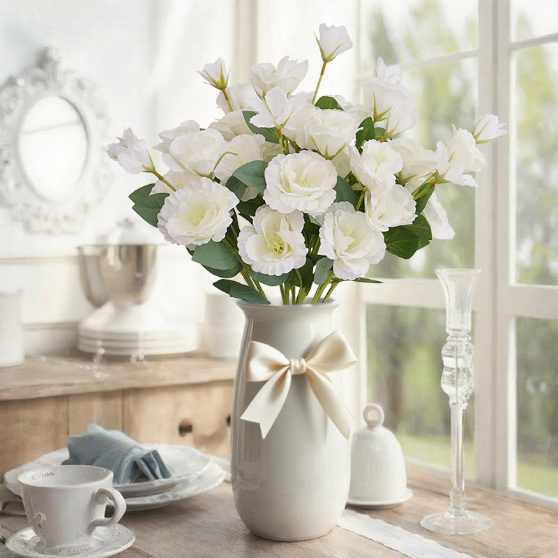 Simulated Lisianthus 4-Head Lisianthus Artificial Flower Fake Flower Ornaments Living Room Home Decoration Wedding Photography Props Wholesale