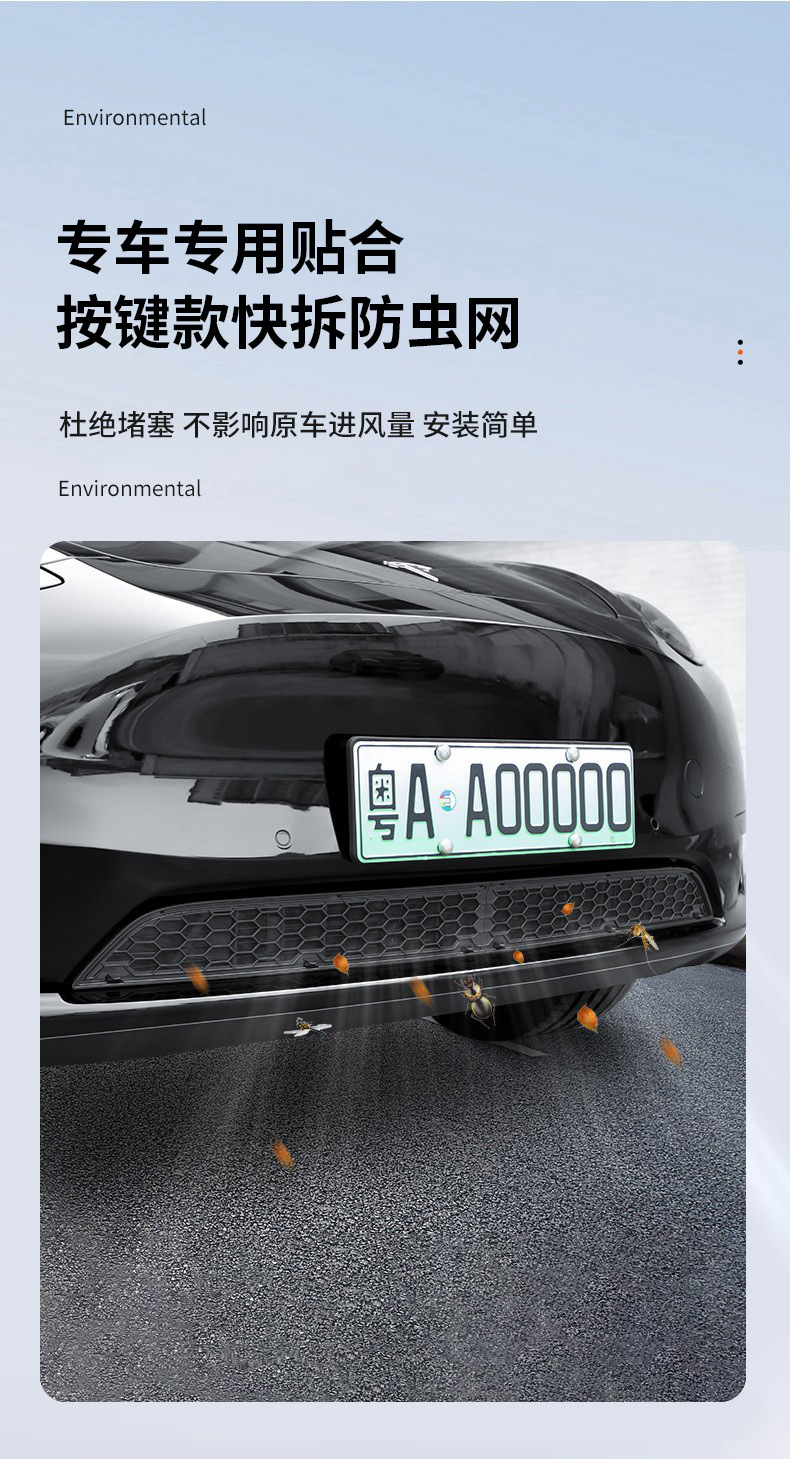 Suitable for Tesla's New Model 3/Y Integrated Insect-Proof Net, Detachable Split-Type Car Grille Protection Net