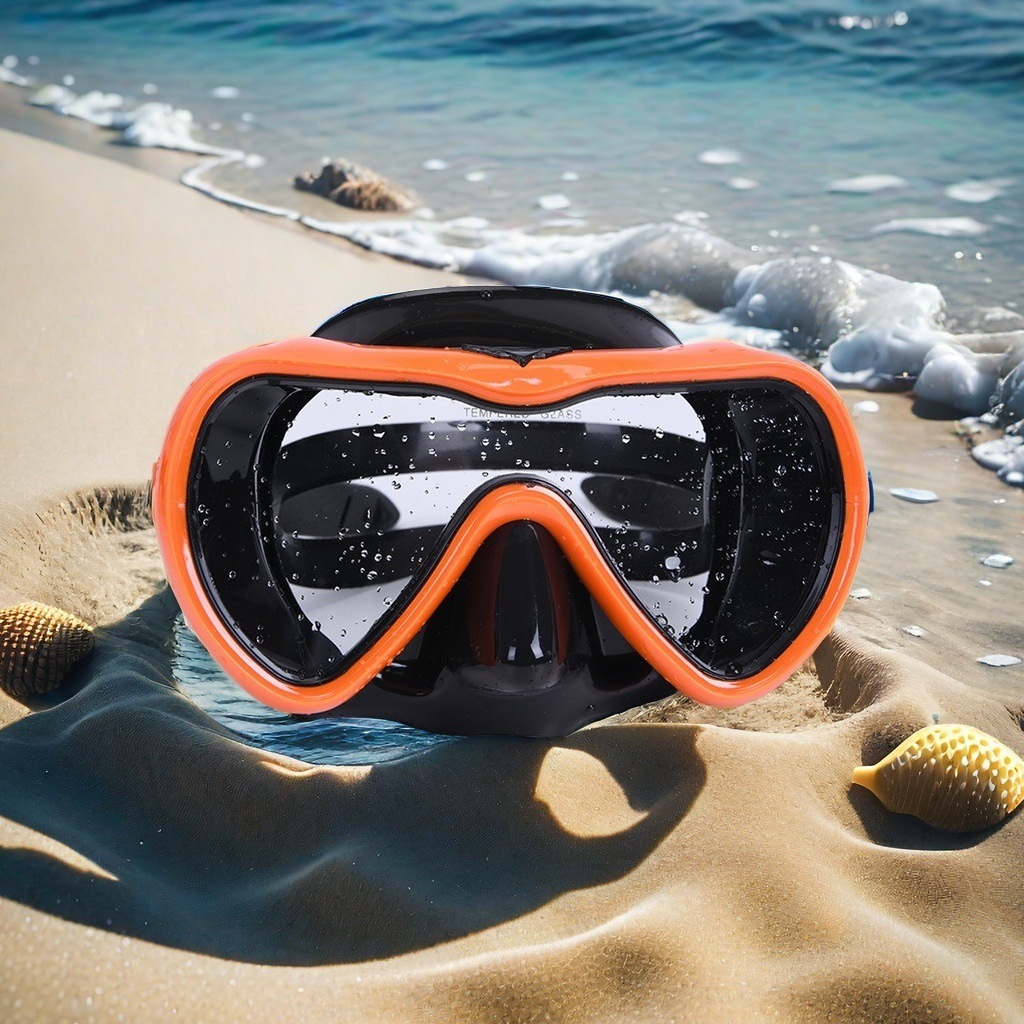 Cross-border adult single lens anti-fog film tempered glass liquid silicone snorkeling mask diving mirror deep diving mirror