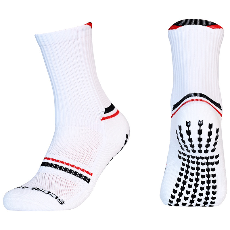 Zt03 Non-Slip Football Socks with Adhesive Dots, Breathable Nylon Football Socks with Thickened Towel Bottom and Rubber Particles for Anti-Slip, Mid-Calf Football Socks