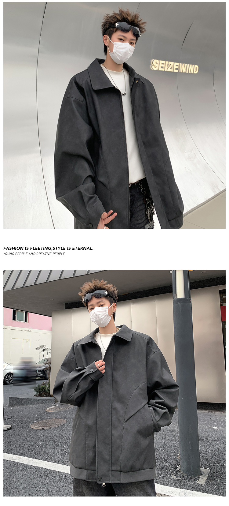 American Street Style Leather Flight Jacket Men Workwear Coat_voghion.com