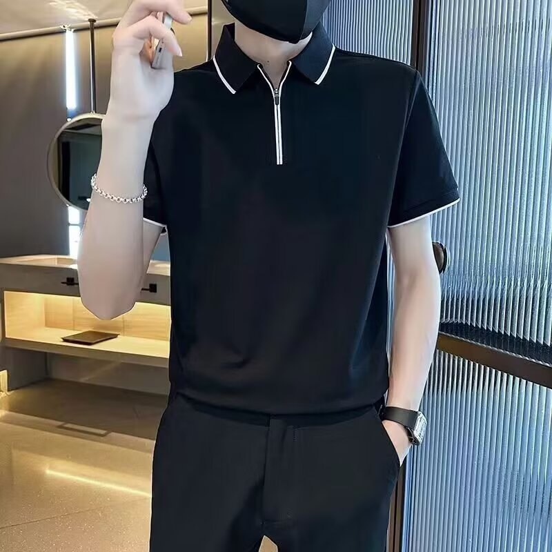 Camisas de ropa de manga corta con solapa, camisetas de moda de verano para hombres, camisetas coreanas, tendencia delgada, 2025 nuevo estilo universal