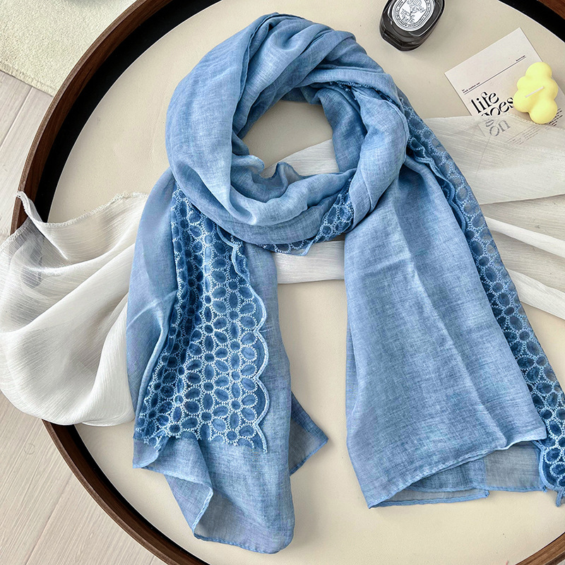 Bufandas de invierno femeninas de alta calidad lino de encaje bufandas delgadas bufandas de cuello bufandas de seda al por mayor