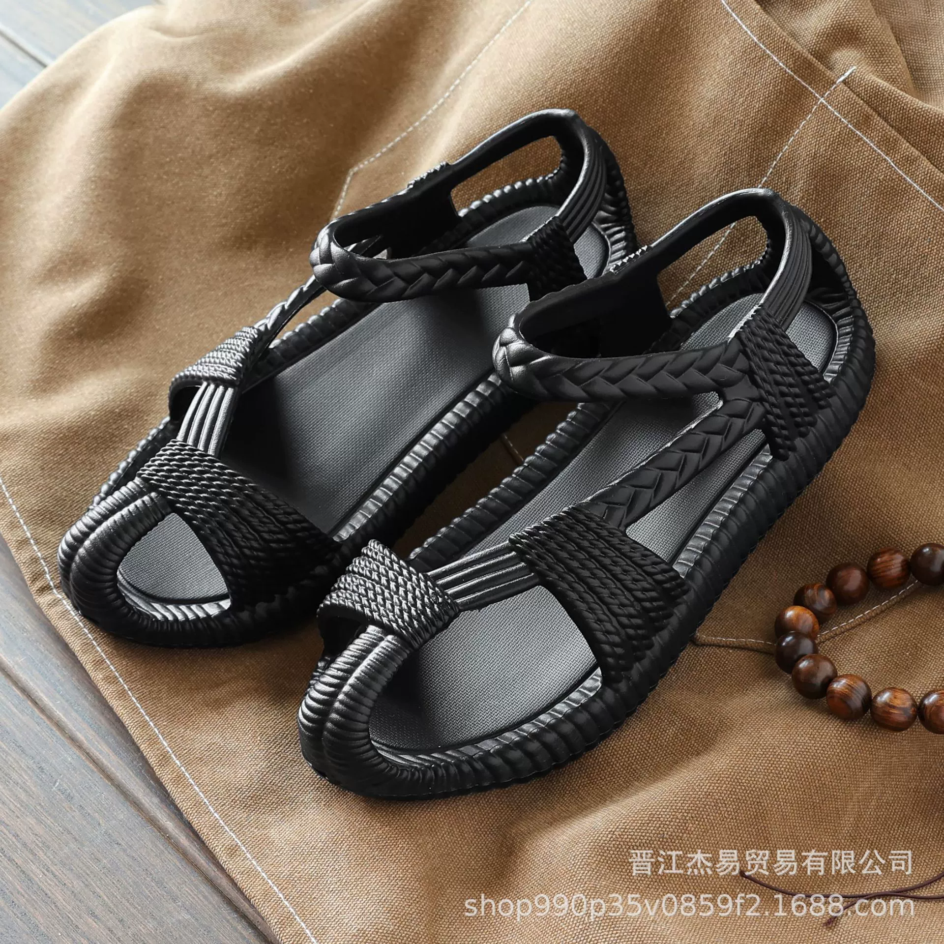 Сандалии мужской летний 2024 новый трансграничный сандалии старомодный имитация тканые соломенные туфли EVA повседневные пляжные тапочки
