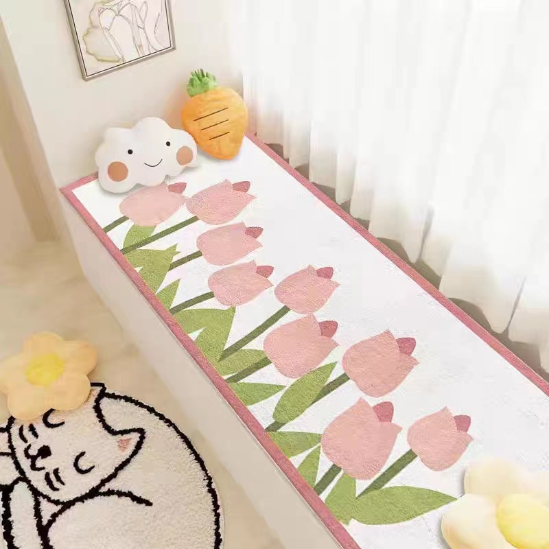 Caricatura en línea alfombra de ventana flotante dormitorio principal decoración de la habitación de la princesa alfombra de balcón cuatro estaciones universal absorción de agua alfombra de ventana de cordero image 28