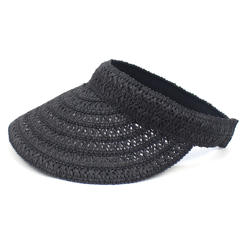 2022 summer new women's sun hat woven empty top hat wide brim sun hat breathable sun protection straw hat solid color