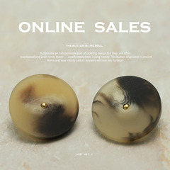 [Yisen] Xiaoxiang socialite style resin brown button tweed jacket sweater button suit coat button