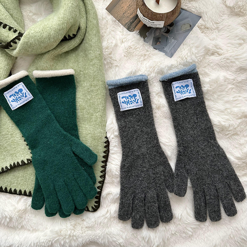 Granny Chen coreano ins blogger mismo guante de lana de punto de cinco dedos otoño y invierno versátil pantalla táctil para montar caliente