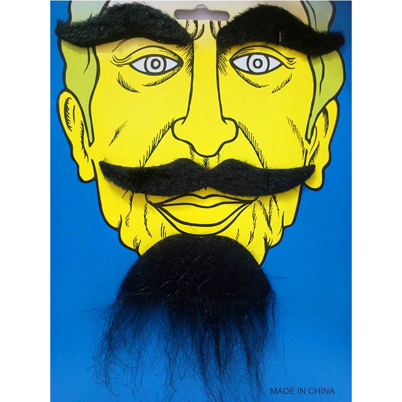Self-Adhesive Fake Beard Set, 12-Card Plush Fiber, Halloween & Party Costume Accessories