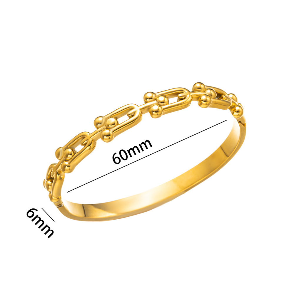Bracelet minimaliste en acier titane avec boucle en forme de U en acier inoxydable lisse galvanisé au four sous vide_voghion.com