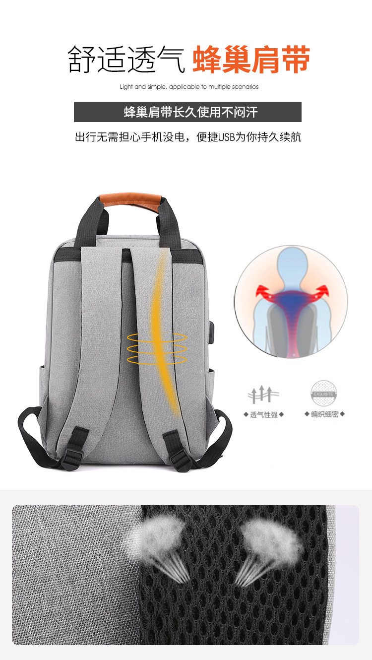Backpack, large-capacity, high-end backpack, three-piece schoolbag, men's bag, business backpack, multi-functional charging computer bag undefined