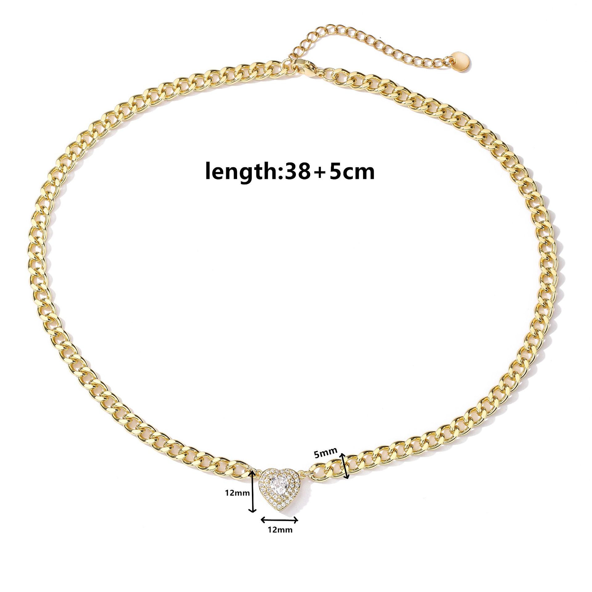 fashion new style Heart Shaped copper inlaid Zircon pendant Necklace