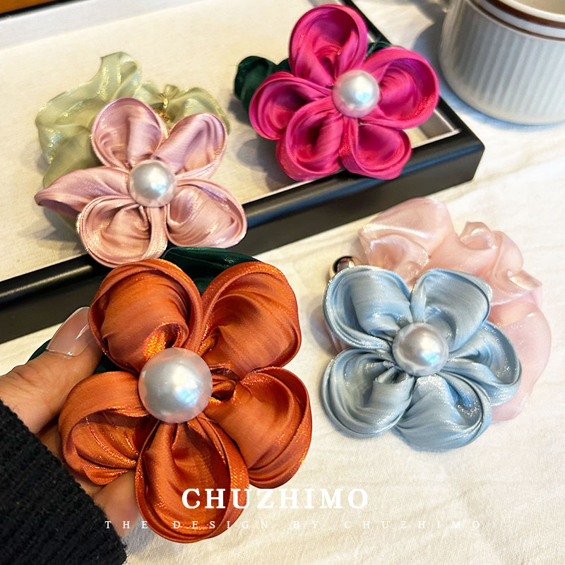 Cuerdas de cabeza de flores de alta sensación cabello de tocado duradero anillo de cabello de intestino grueso para mujeres 2024 nueva cuerda de cabello de cola de caballo de alta elasticidad