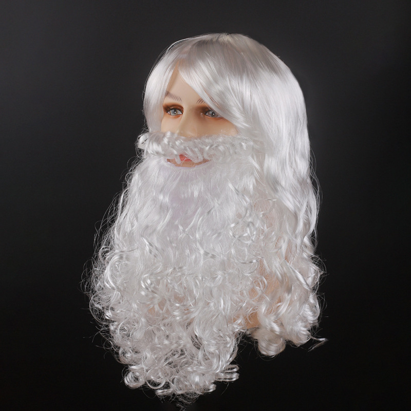Santa Claus Wig Beard Set Santa Claus COStume Dress up Wig Christmas COS Stage Dress White Santa Claus Wig Beard Set Santa Claus COStume Dress up Wig Christmas COS Stage Dress White