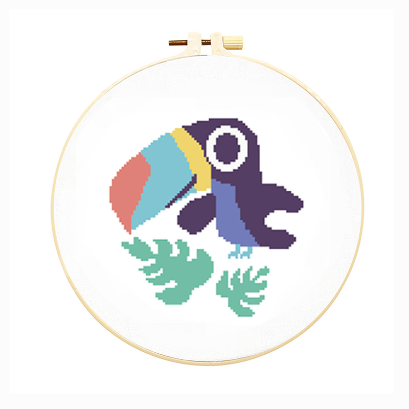 Bordado hecho a mano material de bricolaje paquete animal pequeño tamaño Cruz puntada colgante pintura flor principiante niños estudiante bolsa práctica