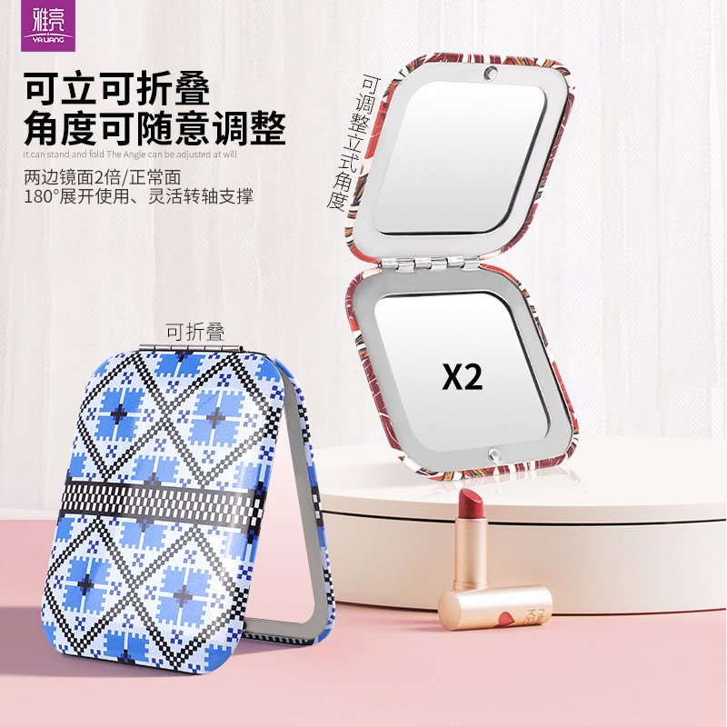 Espejo de moda de hojalata portátil delgado y ligero de moda Espejo OVNI de múltiples formas Espejo de doble cara con imagen en color personalizado