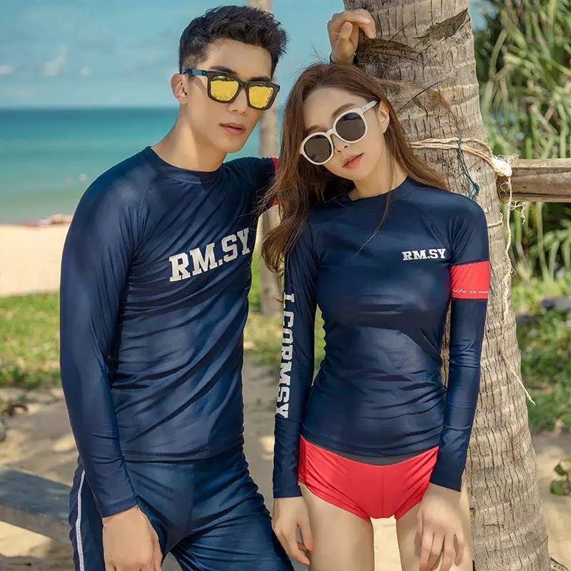 New Couple Surf Diving Suit Split Long Sleeve Jellyfish Suit South Korea Sun Protection Men's and Women's Seaside Vacation Swimming Suit
